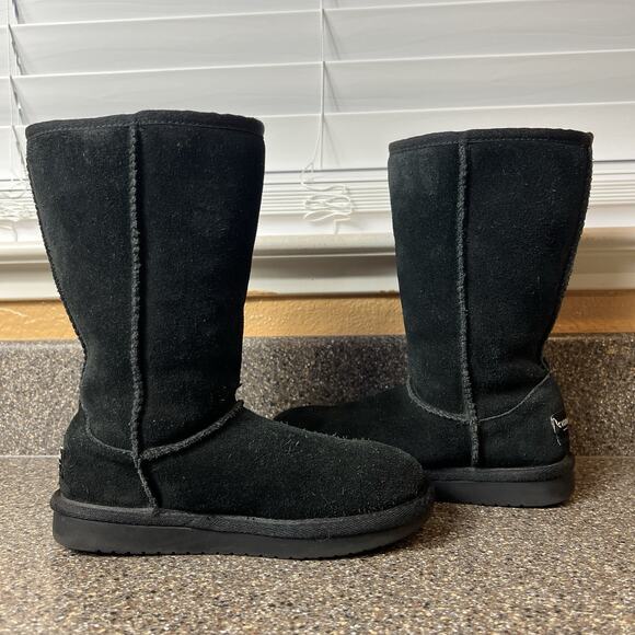 Koolaburra by Ugg Tall Winter Boots Pull On Little Kid Girls Size 13 Black Suede - Picture 5 of 11